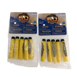 Nerf 50th Anniversary Darts Two Packs of 5 Yellow NIB Hasbro
